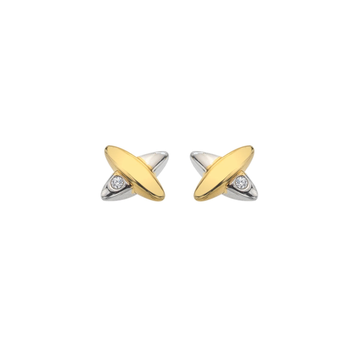 Ladies Silver Coupled Two Together Daimond Stud Earrings DE859