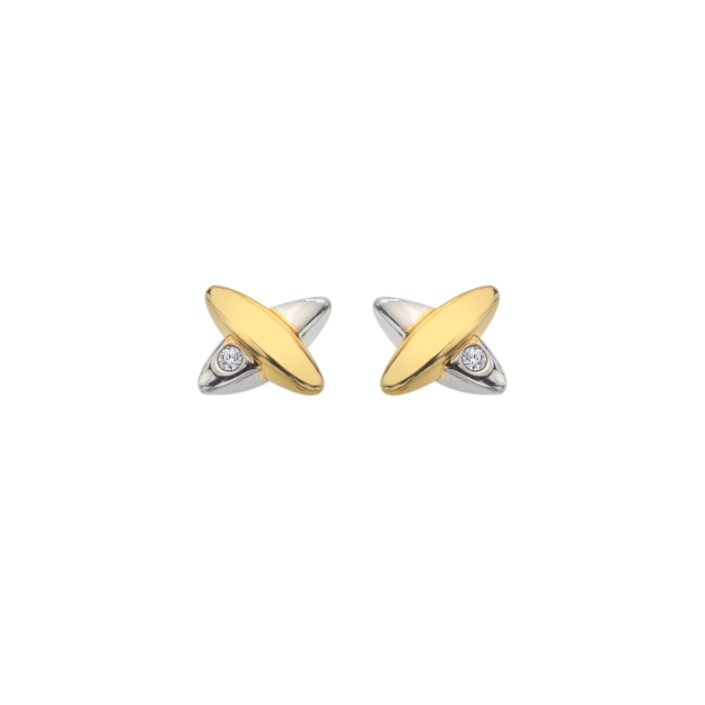 Ladies Silver Coupled Two Together Daimond Stud Earrings DE859