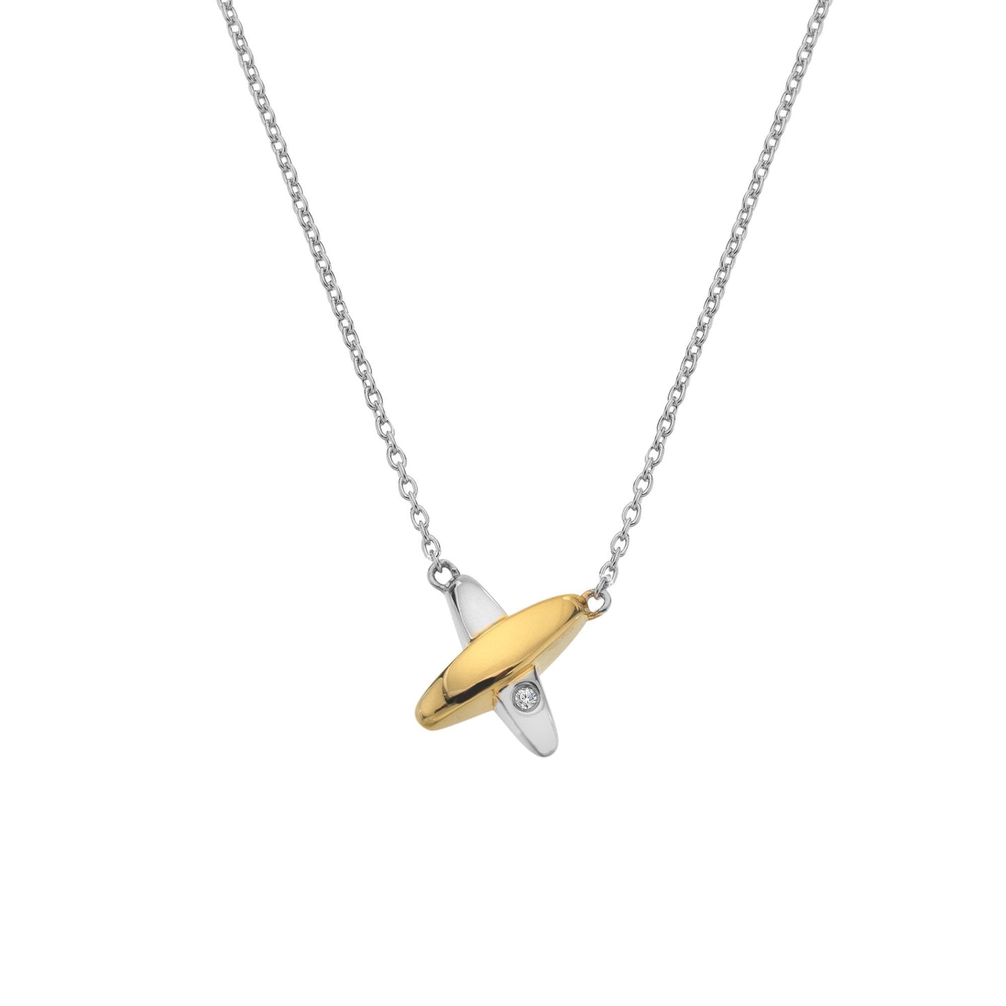 Ladies Silver Coupled Two Together Diamond Pendant DN225