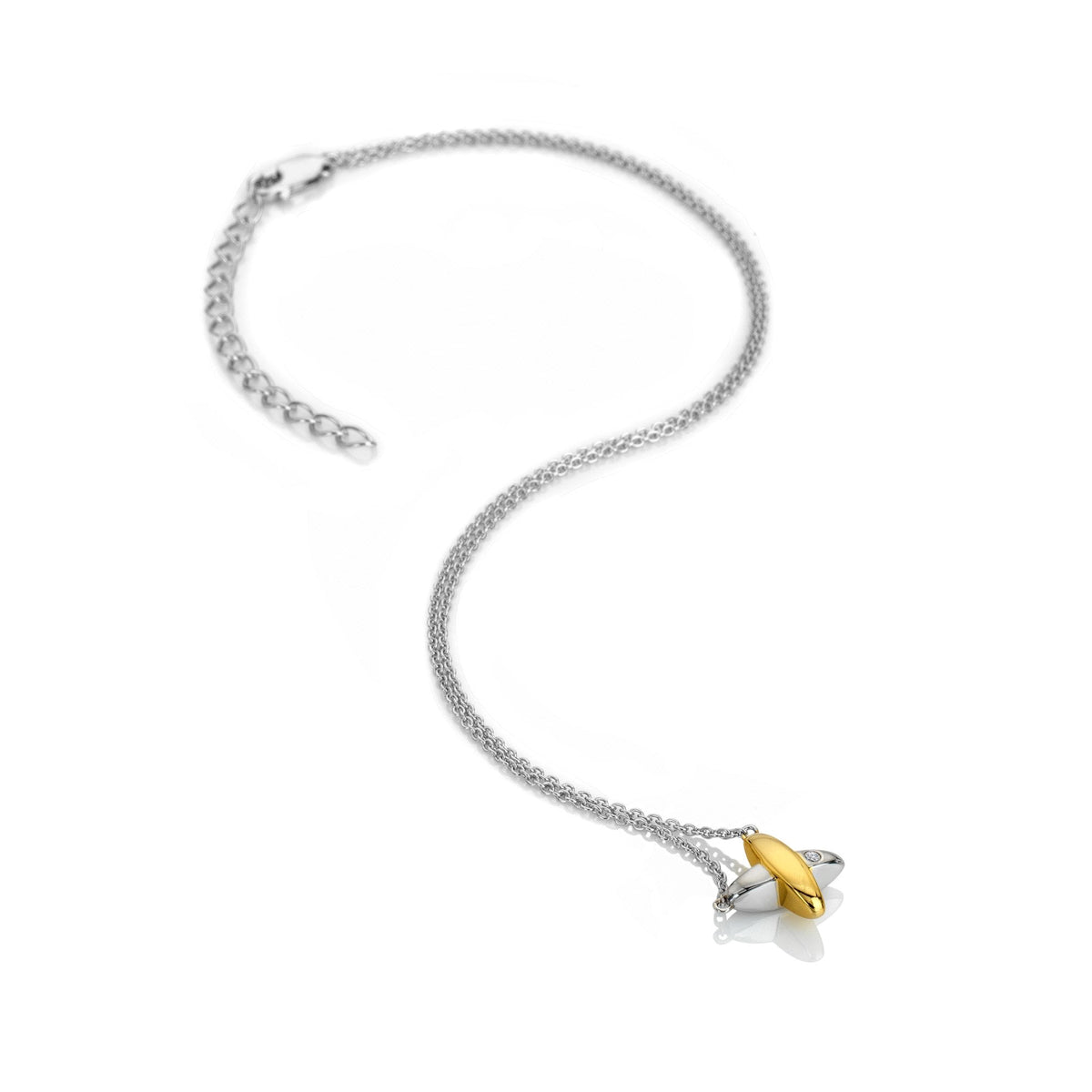 Ladies Silver Coupled Two Together Diamond Pendant DN225