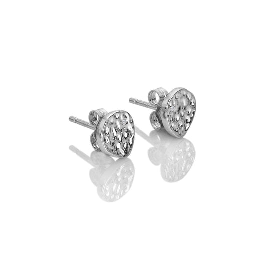 Ladies Sterling Silver Marble Stud Diamond Earrings DE861
