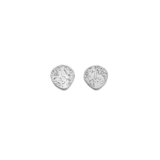 Ladies Sterling Silver Marble Stud Diamond Earrings DE861