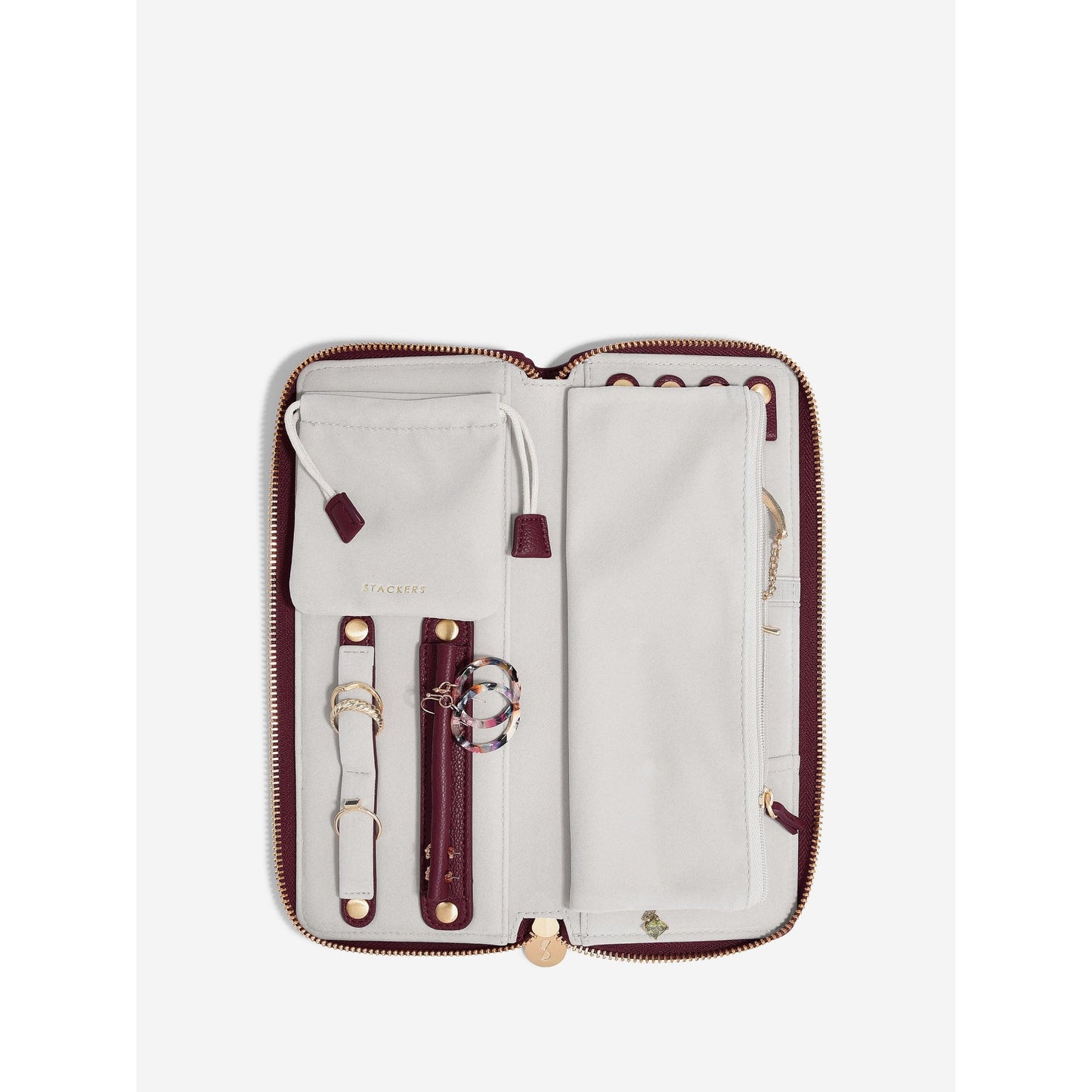 Ladies Burgundy Faux Leather Jewellery Roll 76418