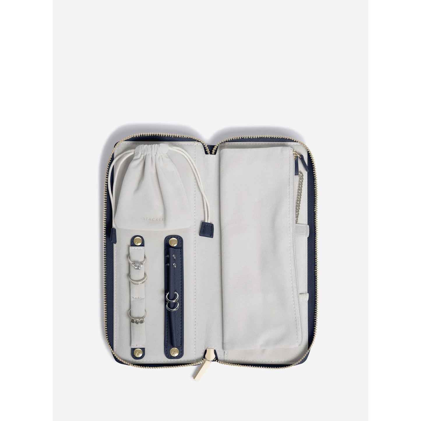 Ladies Navy Faux Leather Jewellery Roll 76000