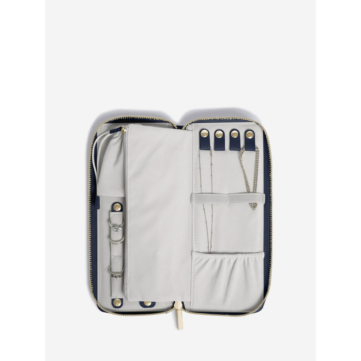 Ladies Navy Faux Leather Jewellery Roll 76000