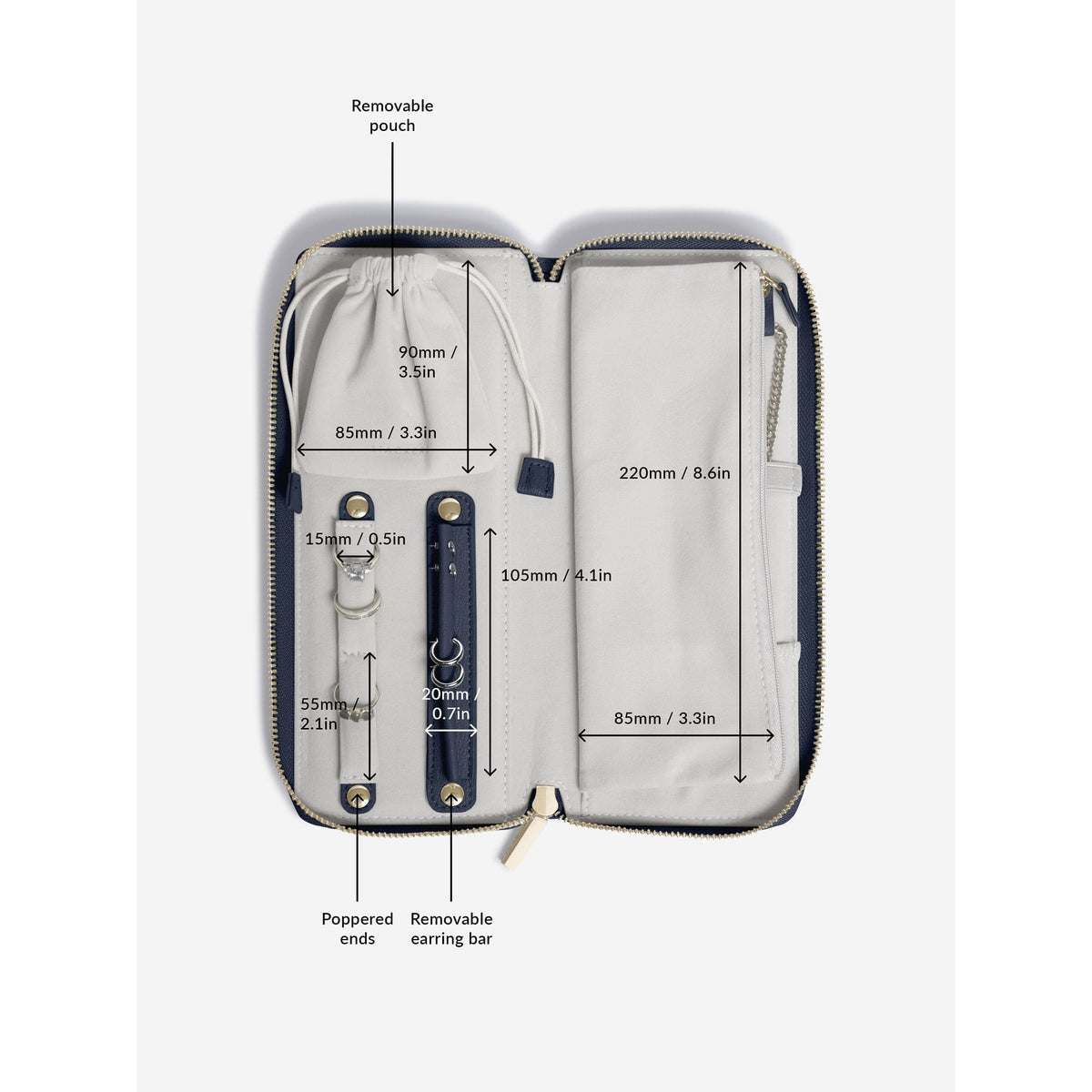 Ladies Navy Faux Leather Jewellery Roll 76000