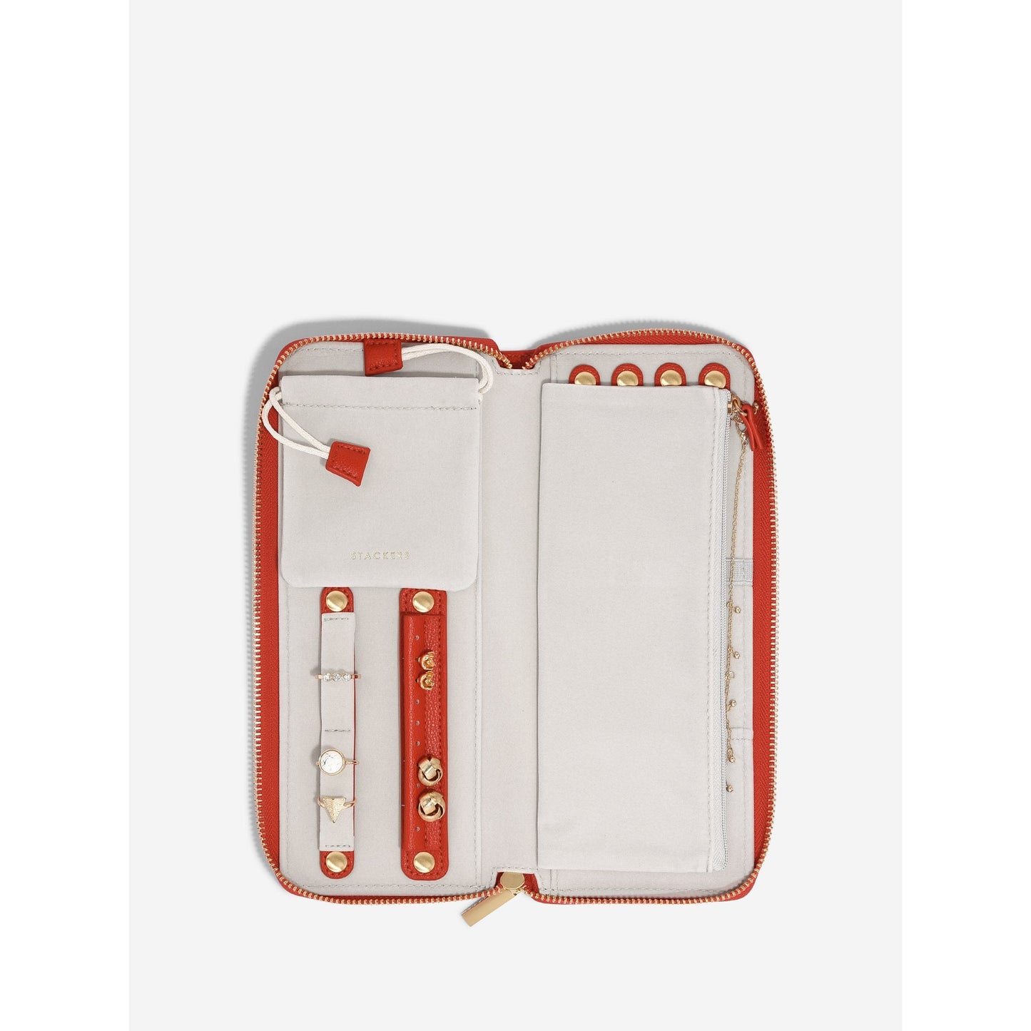 Ladies Red Faux Leather & Velvet Jewellery Box 76334