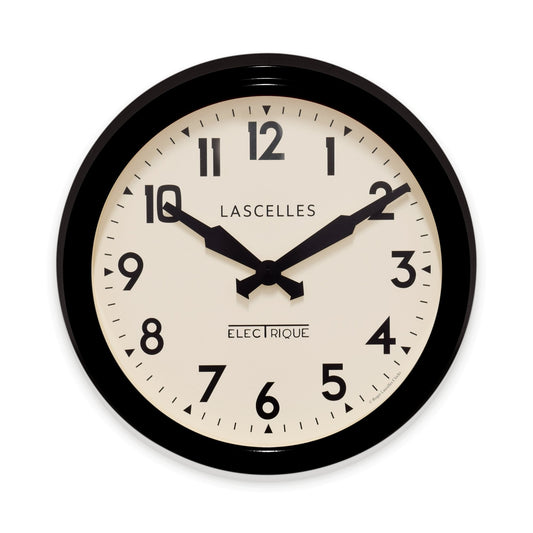 Lascelles Black Round Quartz Wall Clock SM/RETRO/BLACK