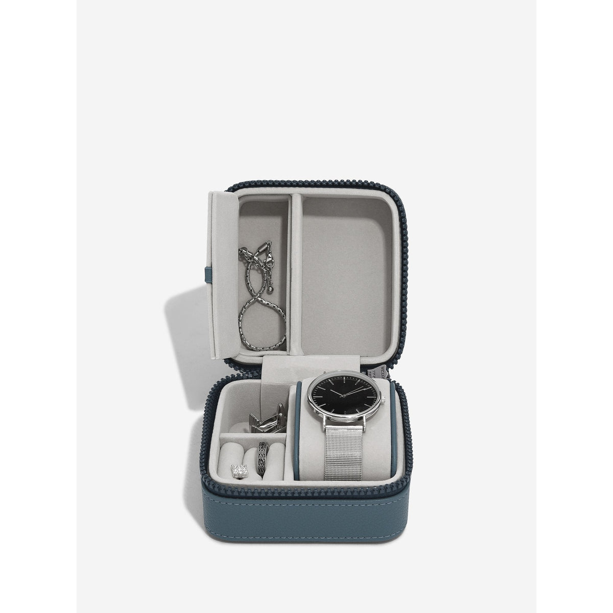 Blue Canvas Watch & Jewellery Box 76401