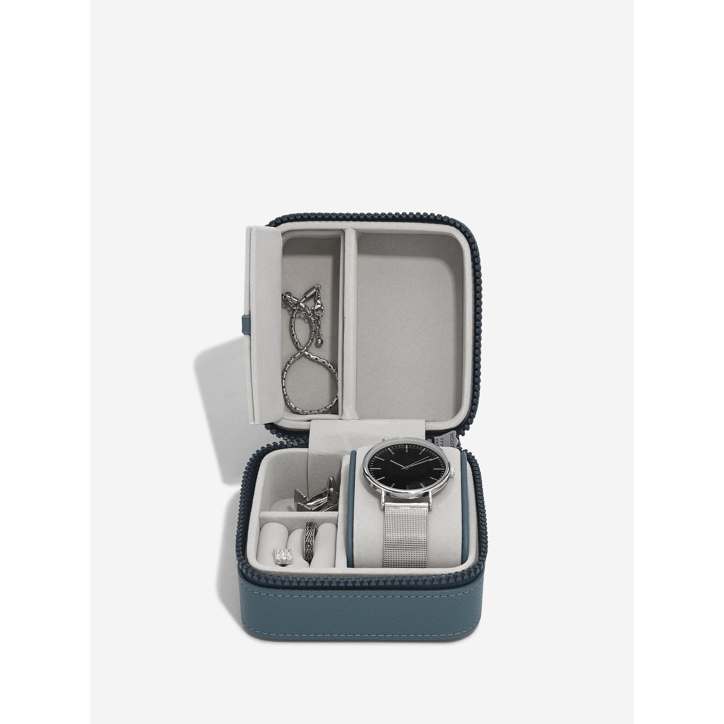 Blue Canvas Watch & Jewellery Box 76401