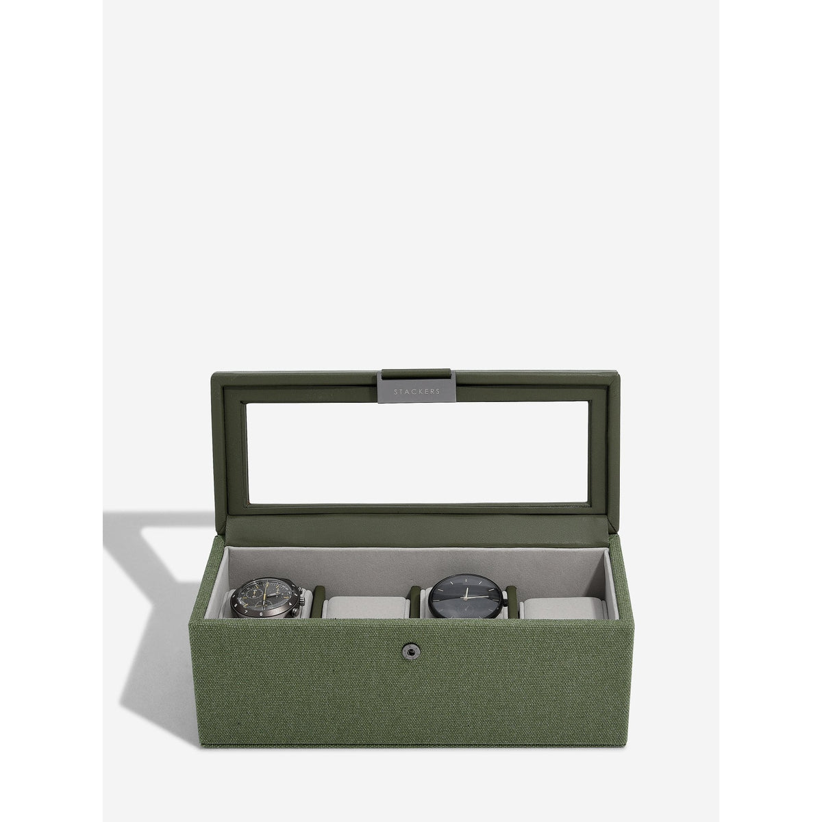Ladies or Gents Green Faux Leather & Canvas Watch Box 76406