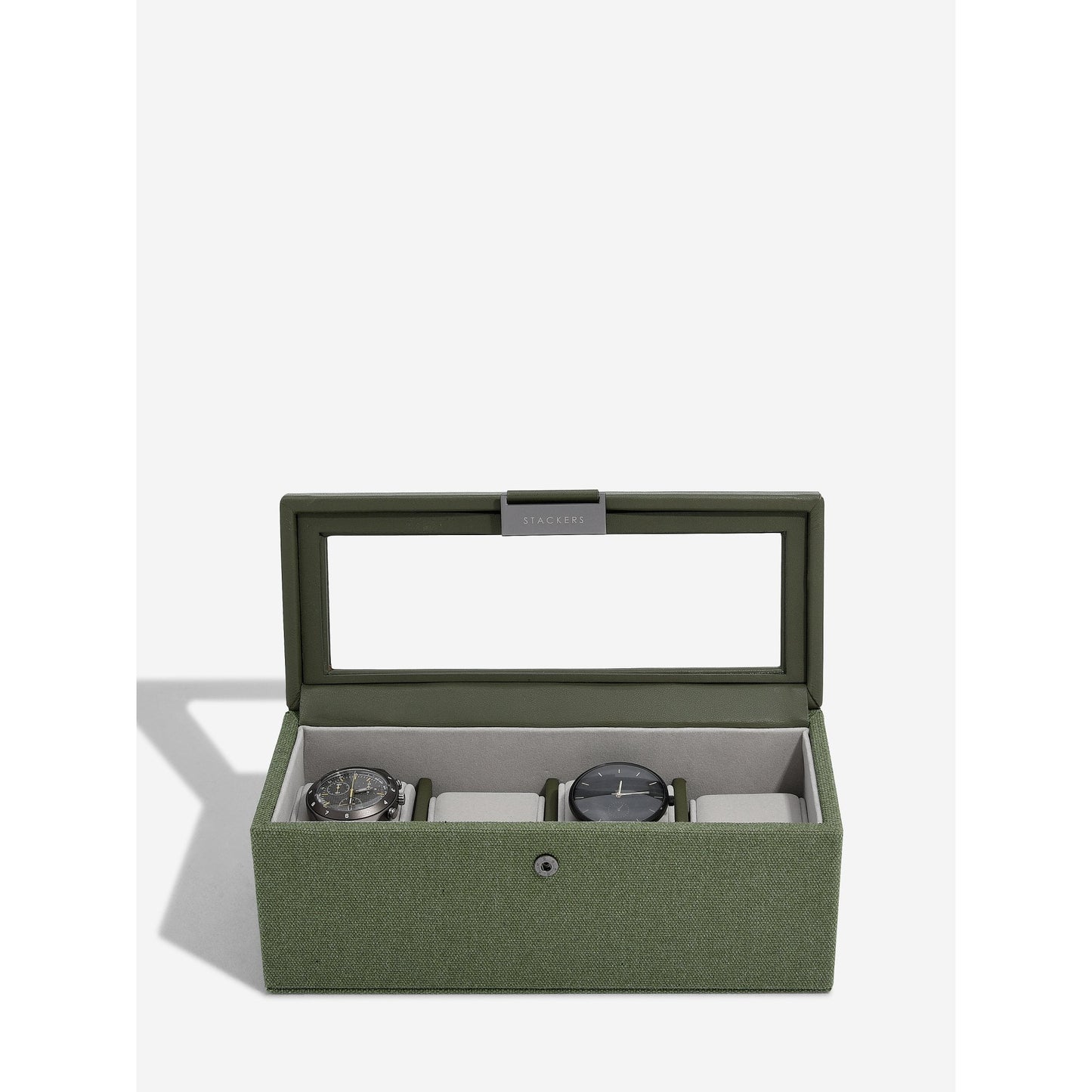 Ladies or Gents Green Faux Leather & Canvas Watch Box 76406