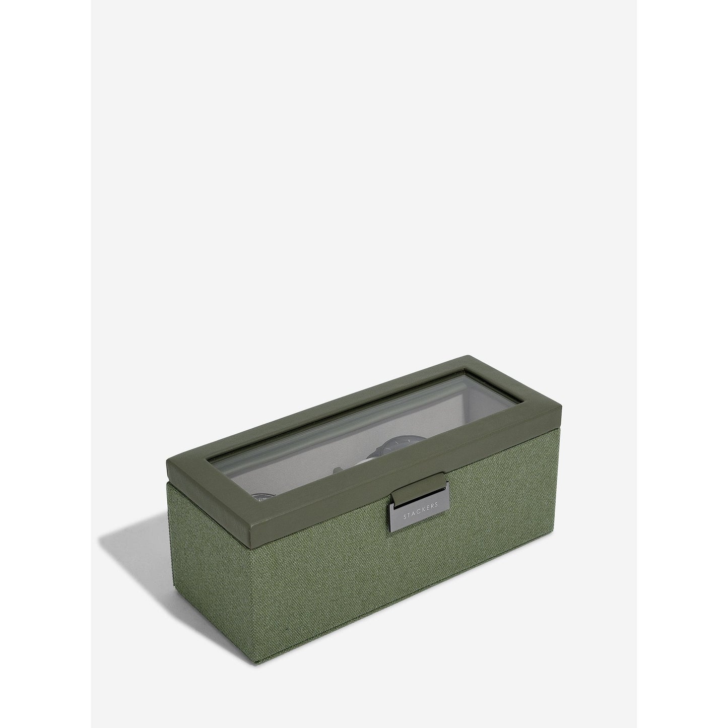 Ladies or Gents Green Faux Leather & Canvas Watch Box 76406