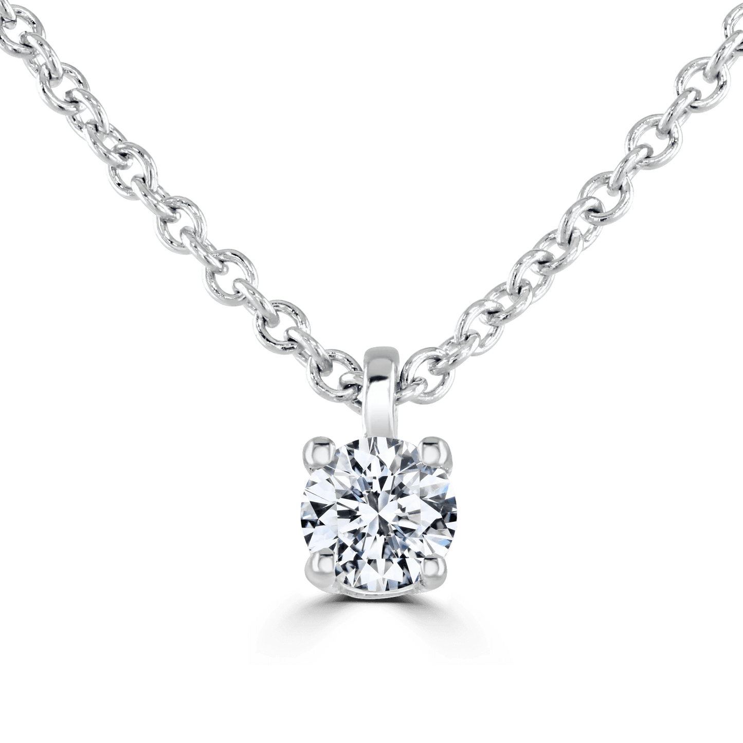 Ladies 9ct White Gold Lab Grown Diamond 0.15ct Solitaire Pendant