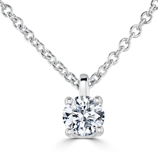 Ladies 9ct White Gold Lab Grown Damond 0.25ct Solitaire Pendant