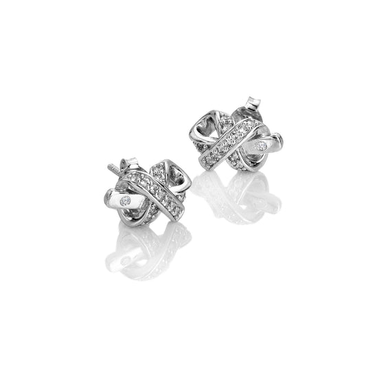 Ladies Silver Diamond & White Topaz Stud Earrings DE858