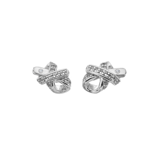 Ladies Silver Diamond & White Topaz Stud Earrings DE858