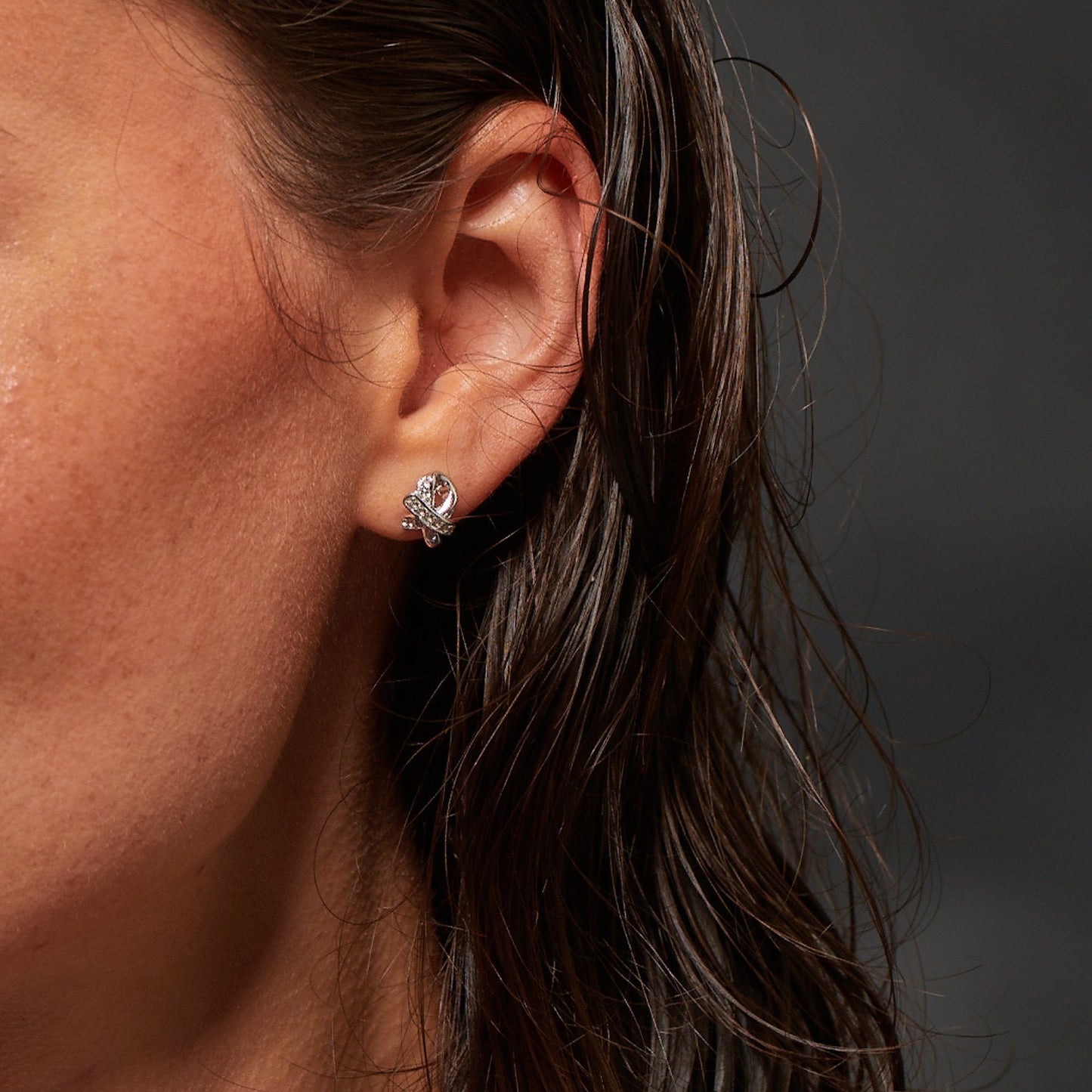 Ladies Silver Diamond & White Topaz Stud Earrings DE858
