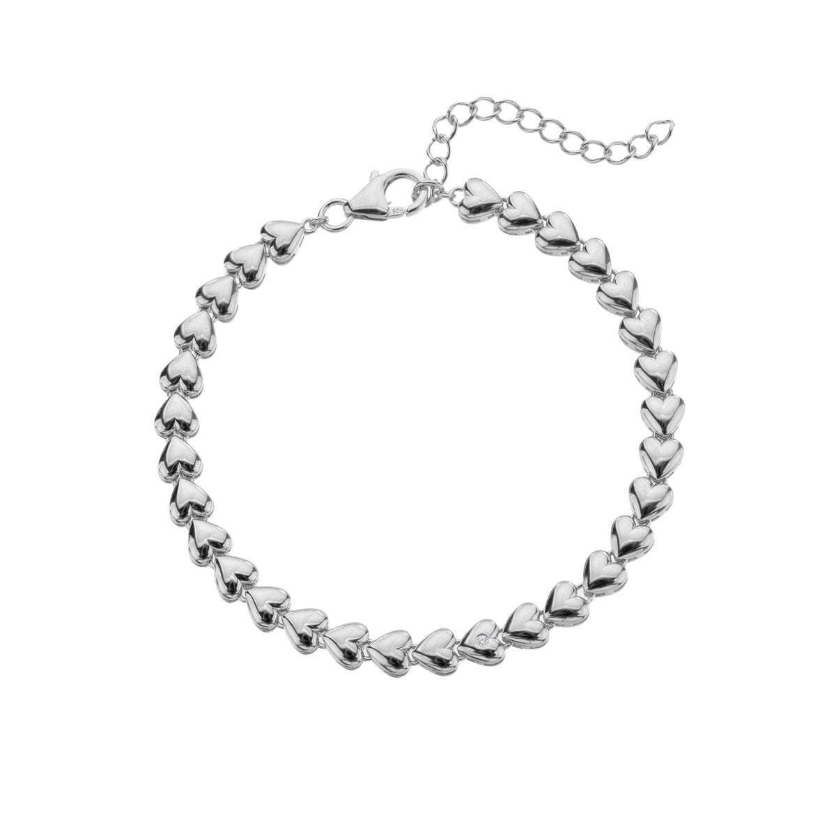 Sterling Silver Ladies Serenity Heart Diamond Bracelet DL718