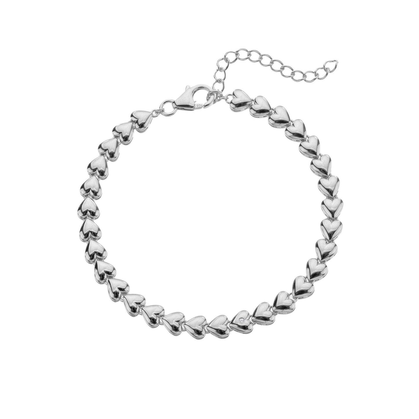 Sterling Silver Ladies Serenity Heart Diamond Bracelet DL718
