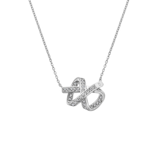 Sterling Silver Ladies Diamond, White Topaz Pendant Aurora DN224