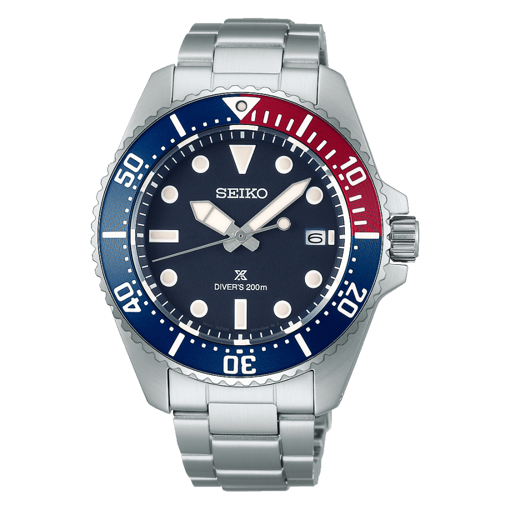 Prospex Steel Diver's Solar Watch Blue Red Blue SNE595P1