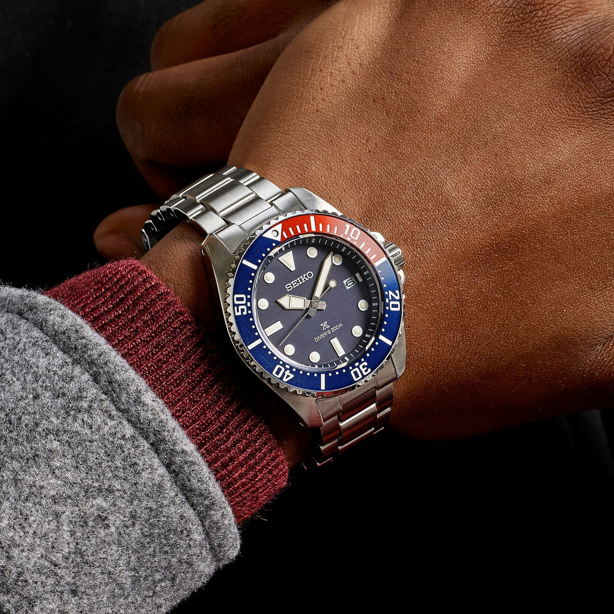 Prospex Steel Diver's Solar Watch Blue Red Blue SNE595P1