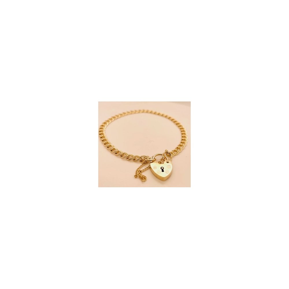 9ct Yellow Gold Ladies Double Curb Bracelet with Padlock