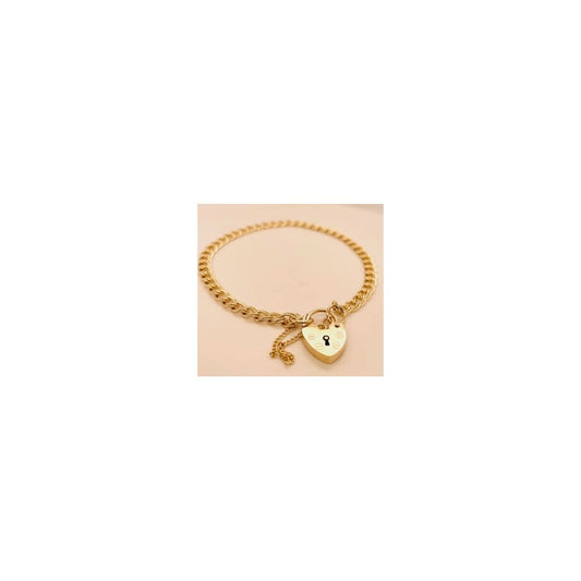 9ct Yellow Gold Ladies Double Curb Bracelet with Padlock