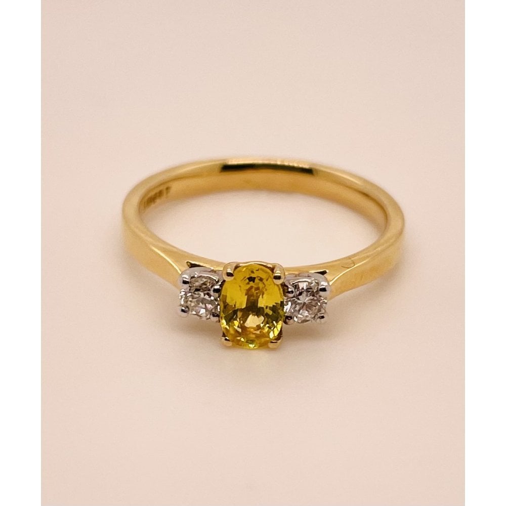 Ladies 18ct Gold Yellow Sapphire and Diamond Engagement Ring