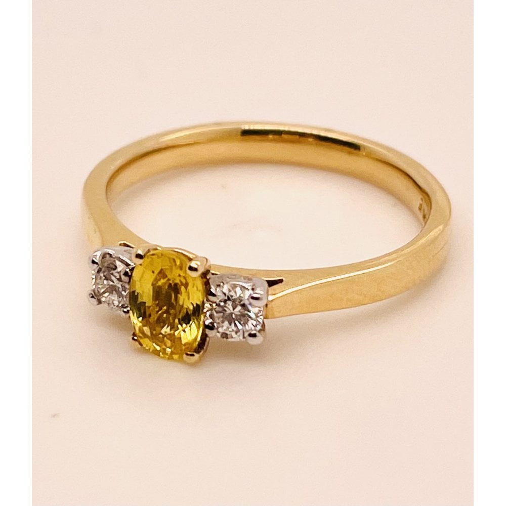 Ladies 18ct Gold Yellow Sapphire and Diamond Engagement Ring