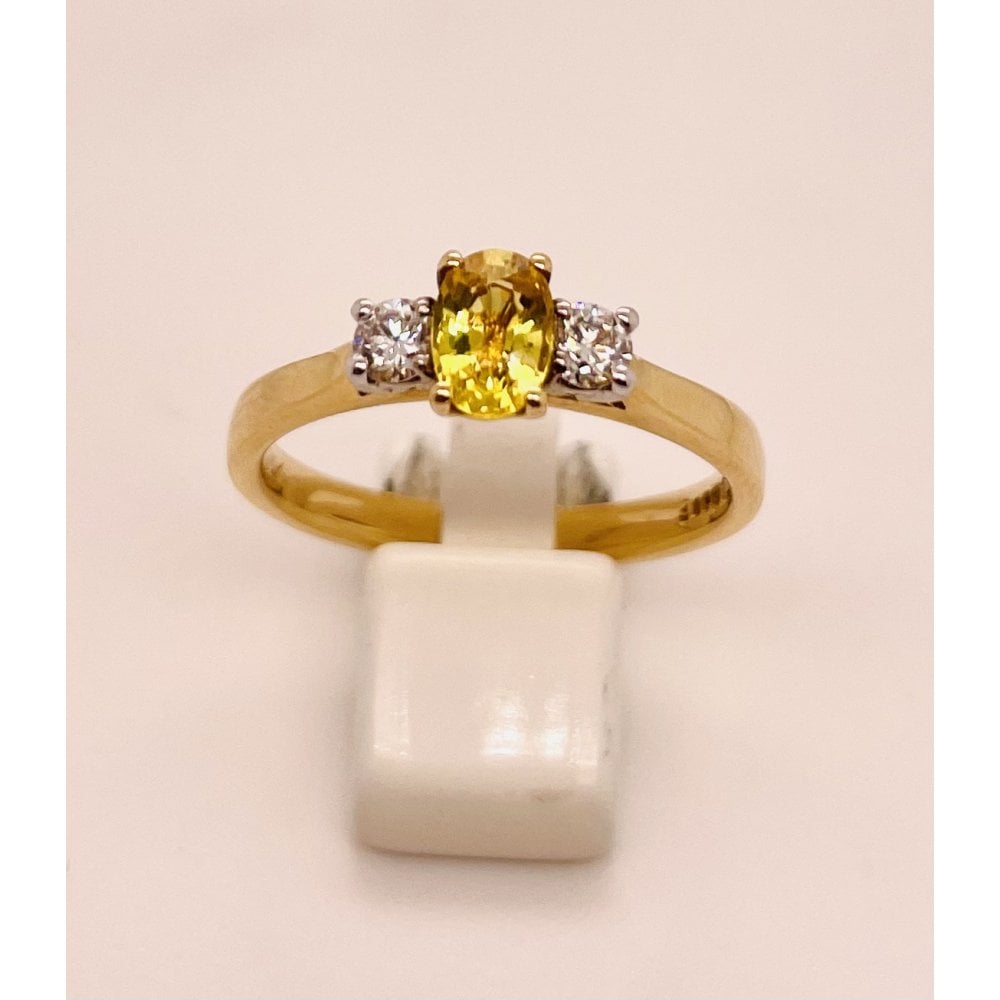 Ladies 18ct Gold Yellow Sapphire and Diamond Engagement Ring