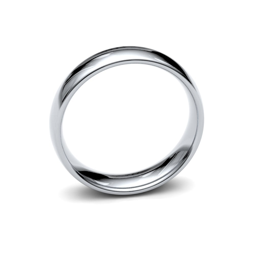 Platinum Court Shape 5mm Wide Polished Wedding Ring