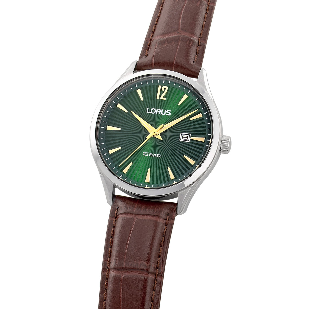 Gents Quartz Steel Watch On Leather Strap With Date RH995RX9