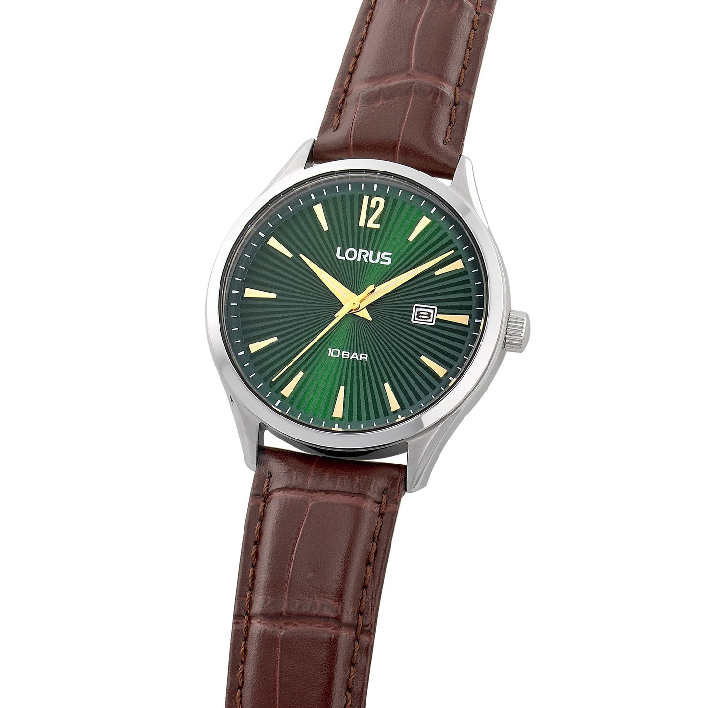 Gents Quartz Steel Watch On Leather Strap With Date RH995RX9
