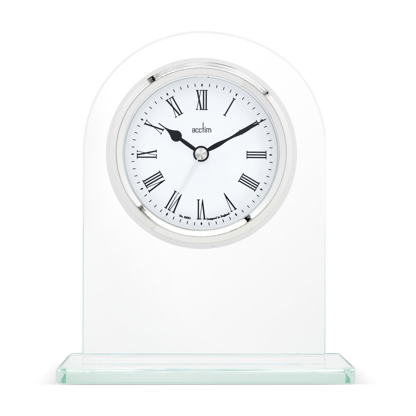 Glass Battery Quartz Mantel Clock Ascott Height 17cm 37037