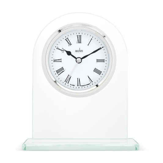 Glass Battery Quartz Mantel Clock Ascott Height 17cm 37037