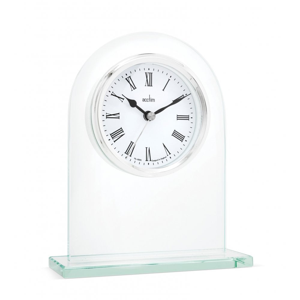 Glass Battery Quartz Mantel Clock Ascott Height 17cm 37037