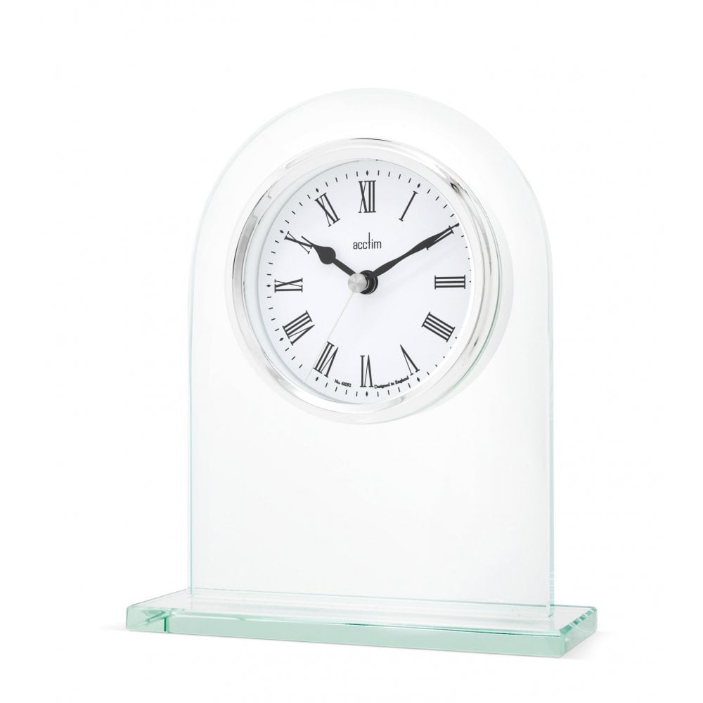 Glass Battery Quartz Mantel Clock Ascott Height 17cm 37037