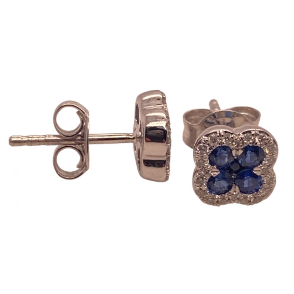 18ct White Gold Ladies Sapphire and Diamond Stud Earrings