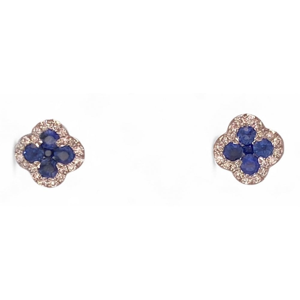 18ct White Gold Ladies Sapphire and Diamond Stud Earrings