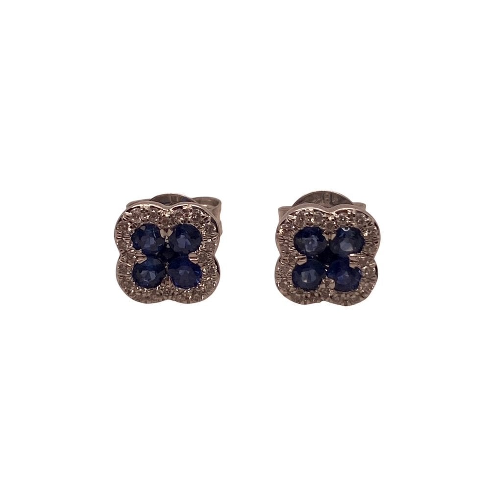 18ct White Gold Ladies Sapphire and Diamond Stud Earrings