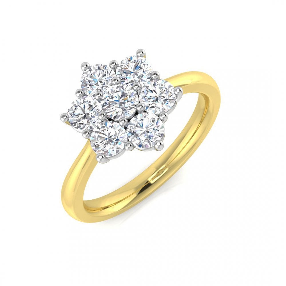 Ladies 9ct Gold Laboratory Grown Diamond 1.02ct Cluster Ring