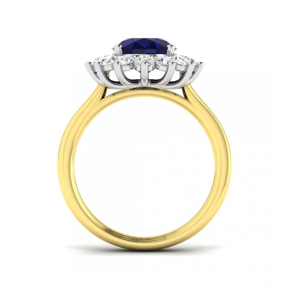 Ladies 9ct Gold Laboratory Grown Diamond & Blue Stone  Ring