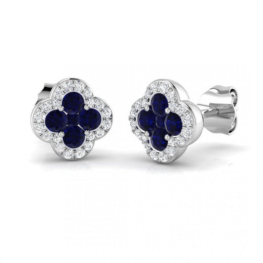 18ct White Gold Ladies Sapphire and Diamond Stud Earrings