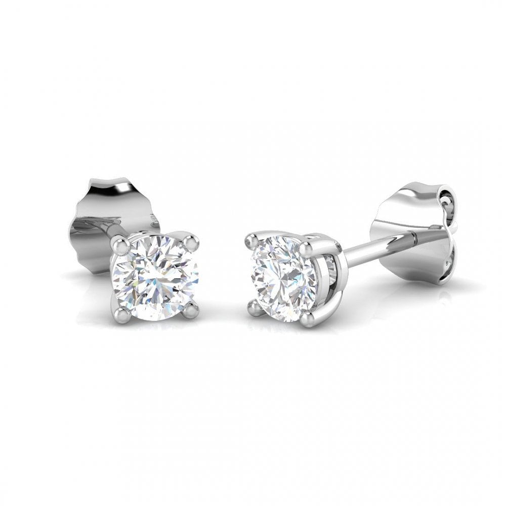 18ct White Gold Ladies Diamond Solitaire Stud Earrings 0.4ct