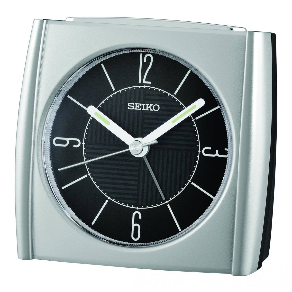 Silver Tone Bedside Alarm Clock Light, Silent Seconds QHE205S
