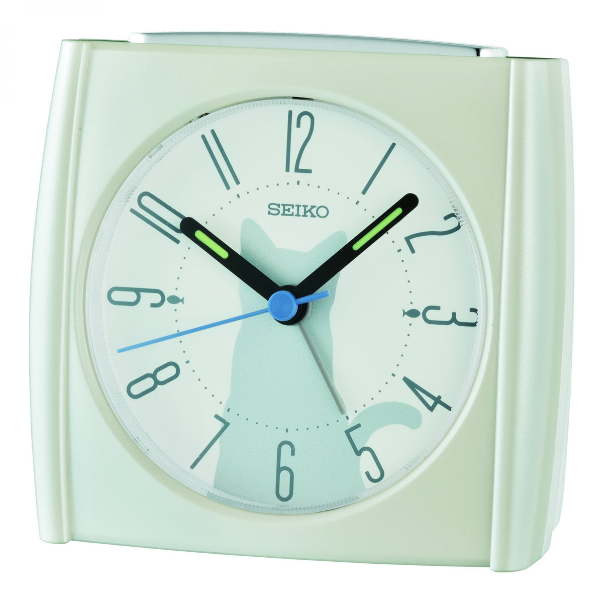 White Quartz Bedside Beep Alarm Clock 'Cat Lovers'  QHE209W