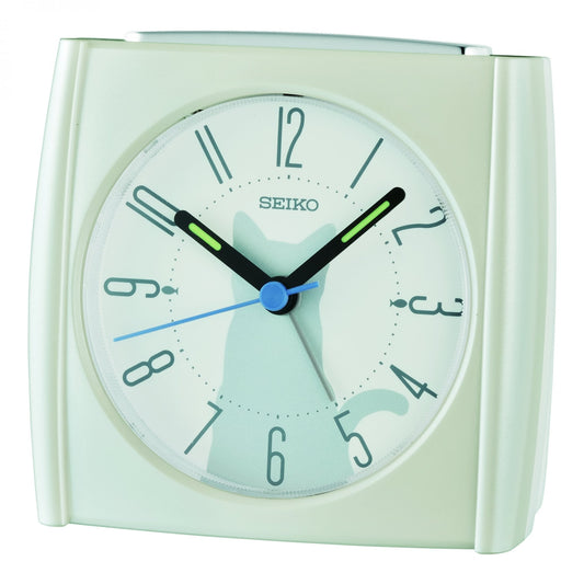 White Quartz Bedside Beep Alarm Clock 'Cat Lovers'  QHE209W
