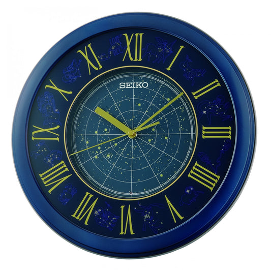 Blue Round Battery Wall Clock Constellation QHA013L
